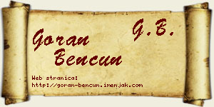 Goran Bencun vizit kartica